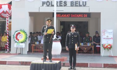 Pimpin-Upacara-Hari-Bhayangkara-ke-78-di-Tapal-Batas,-Kapolres-Belu-Minta-Anggota-Siap-Diri-Amankan-Pilkada-Serentak