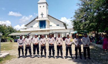 Ribuan-Umat-Hadiri-Sakramen-Krisma,-Polsek-Raihat-Lakukan-Pengamanan-di-Gereja-Paroki St.-Aloysius-Gonzaga Haekesak