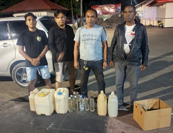 Gelar KRYD Malam Hari, Satres Narkoba Polres Belu Amankan Puluhan Liter Miras Tradisional Siap Edar