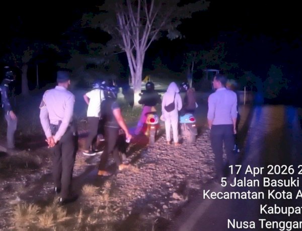 Patroli Jaga Kamtibmas, Patroli Gabungan Polres Belu Bubarkan Muda Mudi yang Nongkrong hingga Larut Malam