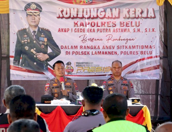 Anev Sitkamtibmas di Polsek Perbatasan,Kapolres Belu Pesan Anggota Polsek Lamaknen Jaga Kekompakan dan Jadilah Polisi yang Dicintai Masyarakat
