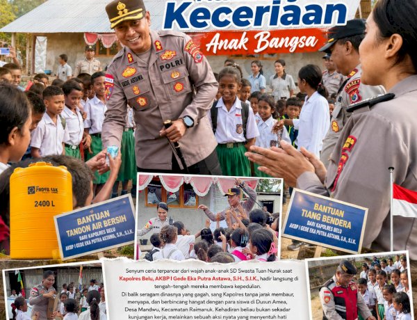 Hadirkan Senyum dan Semangat Belajar Jelang HUT RI ke 81, Kapolres Belu Beri Bantuan Tandon Air dan Tiang Bendera untuk SD Swasta Tuan Nurak