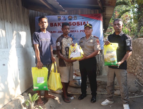 Hadir Ringankan Beban Sesama, Kasi Humas Polres Belu Salurkan Bantuan Sosial Jelang Hari Jadi Humas Polri ke 75