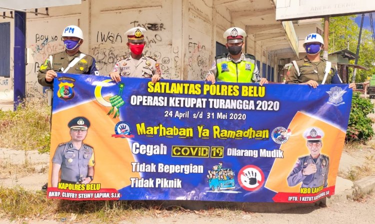 Ops Ketupat 2020, Patroli Gabungan TNI Polri di Belu Imbau Warga Tidak Mudik dan Jaga Jarak fisik