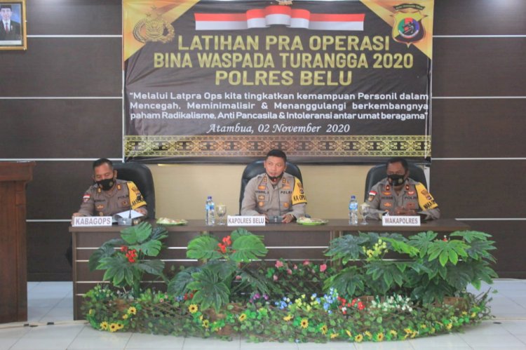 Buka Latihan Pra Operasi, Kapolres Belu Sampaikan Teknis Pelaksanaan Ops Bina Kusuma tahun 2020