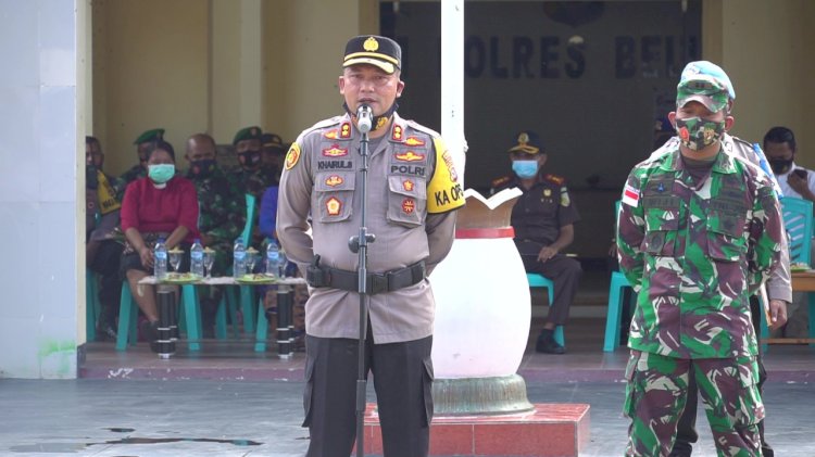 Kawal Pemungutan Suara, Kapolres Belu Imbau Anggota TNI Polri Tegakkan Disiplin Prokes