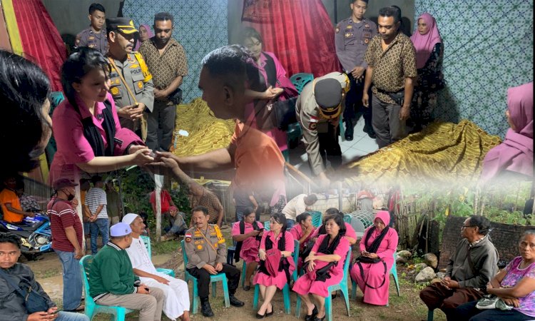 Wujud Belasungkawa, Kapolres Belu bersama Ketua Bhayangkari Cabang Belu Melayat ke Rumah Duka Almarhum Bripka Suhardi R.Bay