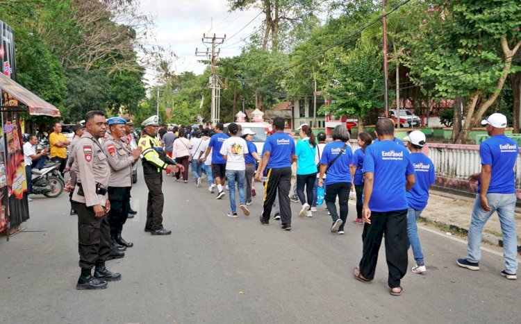 Dari Pengawalan hingga Pengamanan Route, Polres Belu Turun Penuh Amankan Jalan sehat Nusantara Keluarga Besar Keuskupan Atambua