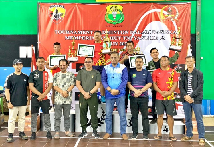 Bravo, Polres Belu Raih Juara 1 dan 3 Turnamen Badminton Dandim Cup Sambut HUT TNI Ke-78