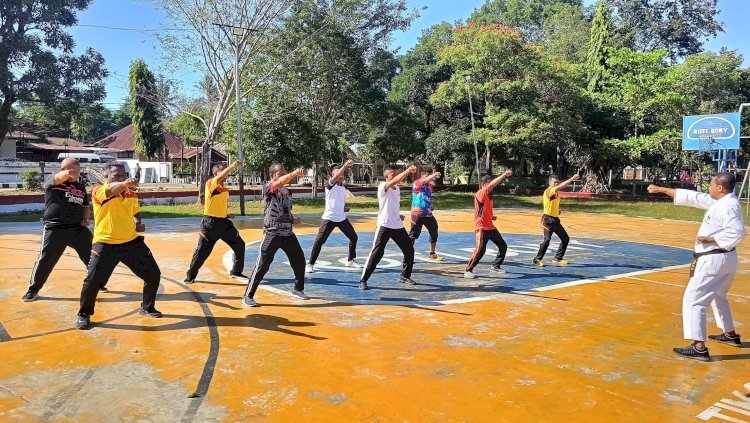 Ukur Stamina dan jaga Kesehatan Tubuh, Polres Belu Gelar Samjas dan Bela Diri Polri Semester I Tahun 2024