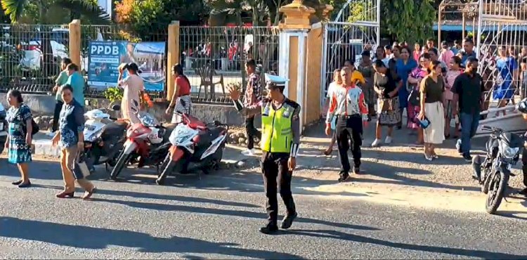 Rutin, Polres Belu Turun ke Gereja ini Jamin Keamanan dan Kenyamanan Ibadah Minggu