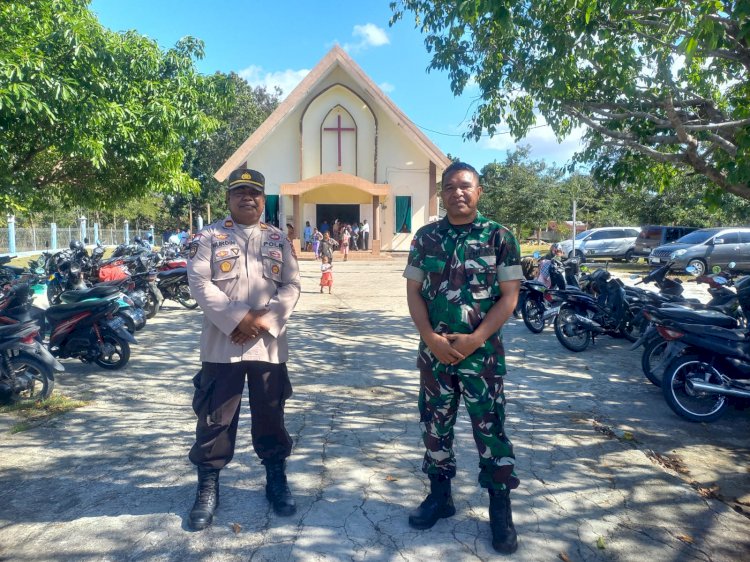 Polres Belu dan Jajaran Rutin Turun ke Gereja Jamin Keamanan dan Kenyamanan Ibadah Minggu