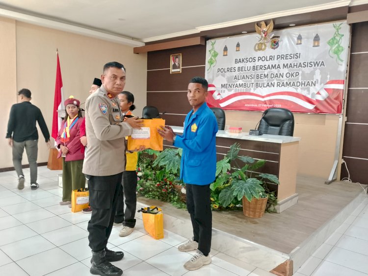 Peduli Sesama Jelang Ramadhan 1446 H, Polres Belu Gandeng Mahasiswa, Aliansi BEM Dan OKP Gelar Bakti Sosial Presisi