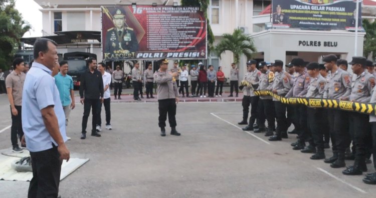 Jelang Peringatan Hari Buruh 2025, Kapolres Belu AKBP Benny Miniani Arief Pimpin Latihan Penanganan Unjuk Rasa