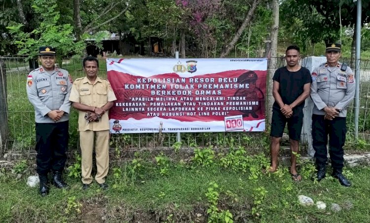 Pasang Spanduk di Tempat Strategis, Polres Belu Imbau Warga Waspada dan Laporkan Aksi Premanisme Lewat Call Center 110