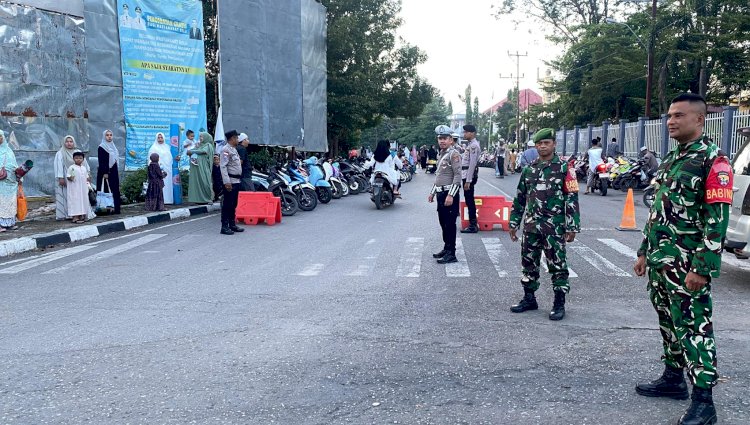 Sinergi Jamin Keamanan Umat Islam Saat Beribadah, Polres Belu bersama TNI dan Brimob  Amankan Ibadah Sholat Idul Adha 1446 H