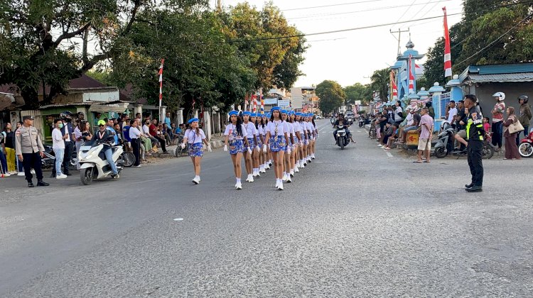 Tidak Kenal Lelah Jamin Keamanan dan Kelancaran Lalu Lintas, Personel Polres Belu Berjibaku dari Siang Hingga Malam Amankan Gerak Jalan 17 KM Sambut HUT RI ke 80
