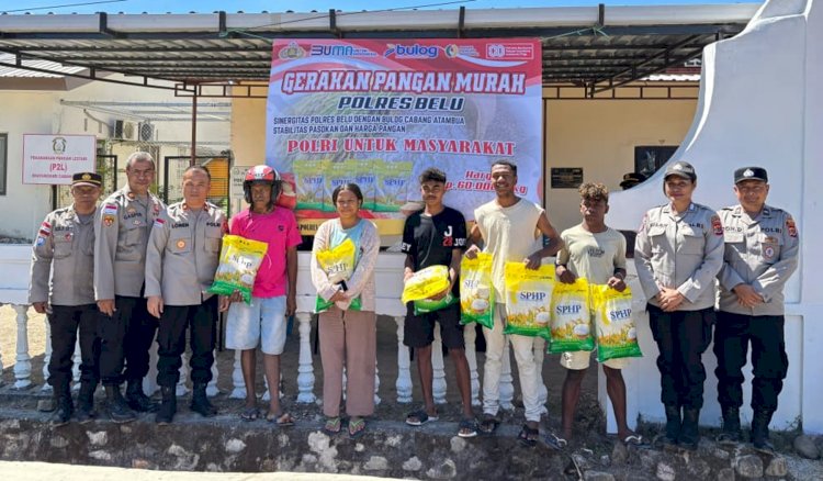 Jaga Stabilitas Pangan Melalui Gerakan Pangan Murah, Polres Belu Distribusikan Satu Ton Beras Murah untuk Masyarakat