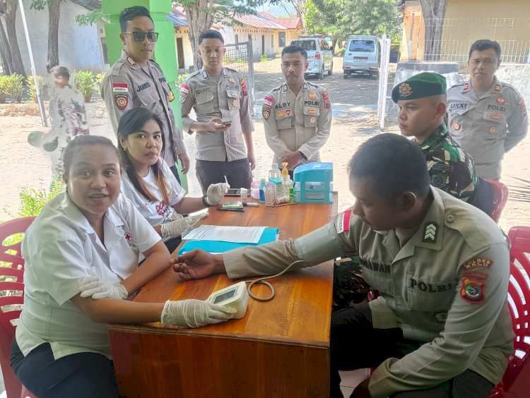 Hadir di Pos Pamtas Yonarmed 12 Kostrad, Polsek Raihat ikut Donor Darah Sambut HUT TNI ke 80