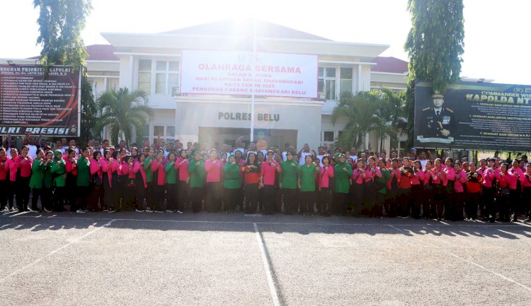 Pupuk Kebersamaan dan Kekompakan, Polres Belu dan Bhayangkari Gelar Olahraga Bersama Sambut HKGB ke 73
