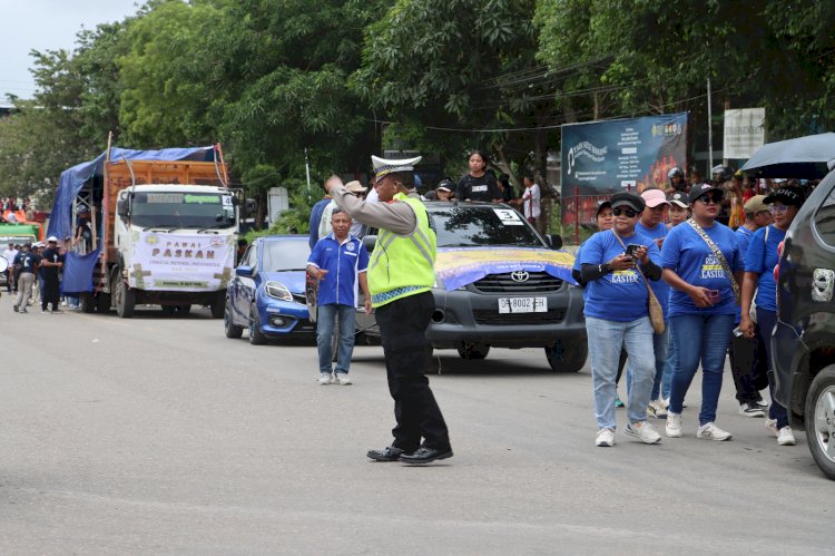 Jemaat GMIT Klasis Belu Pawai Kemenangan Paskah 2026, Personel Ops Semana Santa Polres Belu Turun Penuh Lakukan Pengamanan dan Pengawalan