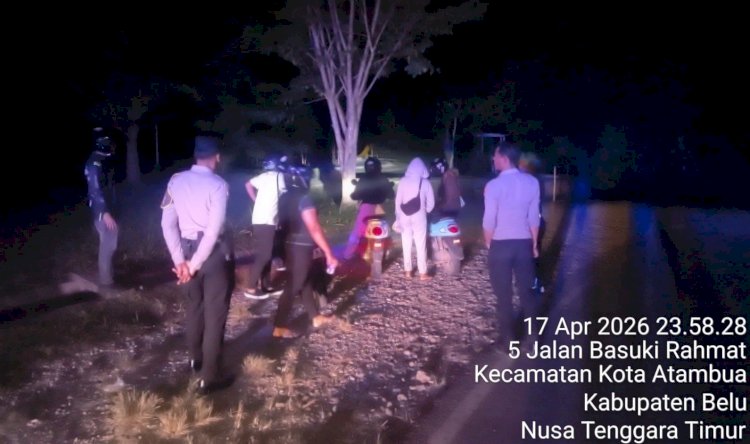 Patroli Jaga Kamtibmas, Patroli Gabungan Polres Belu Bubarkan Muda Mudi yang Nongkrong hingga Larut Malam