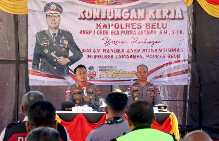 Anev Sitkamtibmas di Polsek Perbatasan,Kapolres Belu Pesan Anggota Polsek Lamaknen Jaga Kekompakan dan Jadilah Polisi yang Dicintai Masyarakat