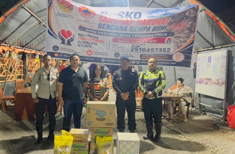 Serahkan ke BPBD NTT, Ribuan Paket Bantuan Kemanusiaan dari Polres Belu dan Masyarakat di Perbatasan Siap Didistribusikan ke Korban Bencana Flores