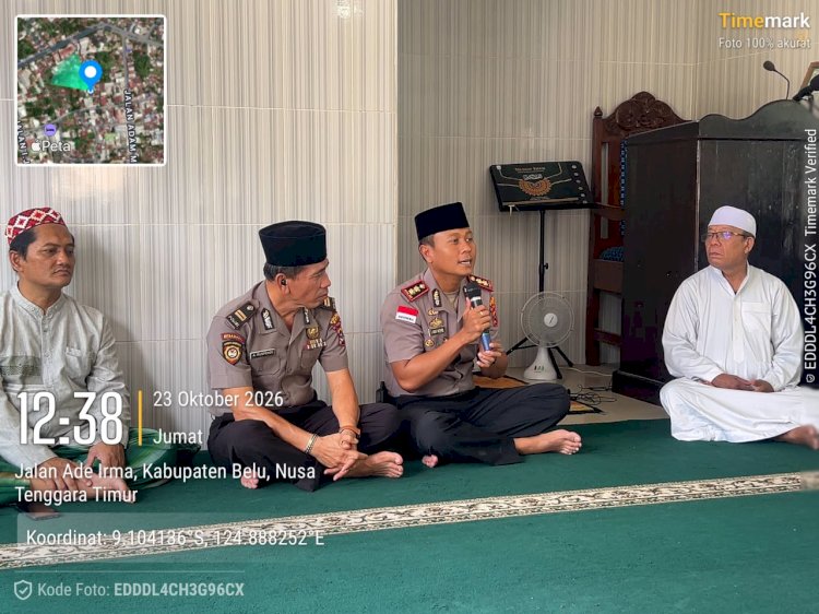 Jumat Keliling di Masjid Sakinah Kampung Alor, Kapolres Belu Perkuat Silaturahmi dan Beri Penyuluhan Hukum untuk Umat Muslim di Tapal Batas