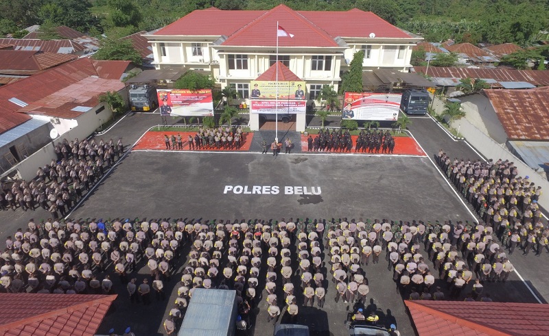 H-3 Pencoblosan Pemilu 2019, Polres Belu Gelar Apel Pergeseran Personil TNI-Polri Menuju TPS